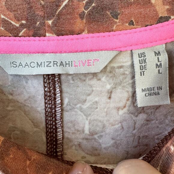 NEW Isaac Mizrahi Live! QVC Soho Printed 3/4 Sleeve Top Sz M Brown Floral Soft - Picture 5 of 6